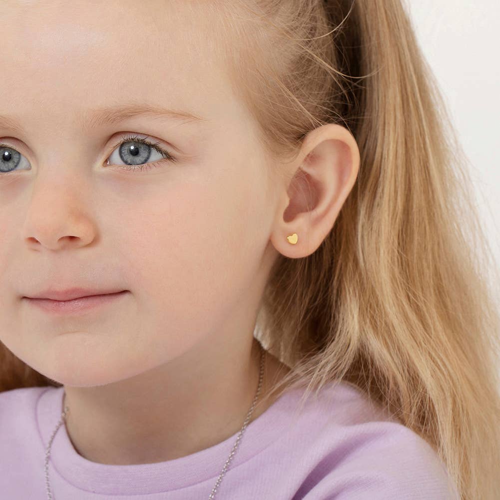 In Season Jewelry - Wholesale Earrings - Kids - 14k Gold Classic Polished Heart Baby / Toddler / Kid Earring1
