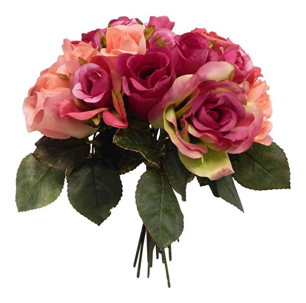 TF Publishing - Paper Goods - Vente Fleurs artificielles - Bouquet de roses élégantes 18 tiges 14 po Fuschia1