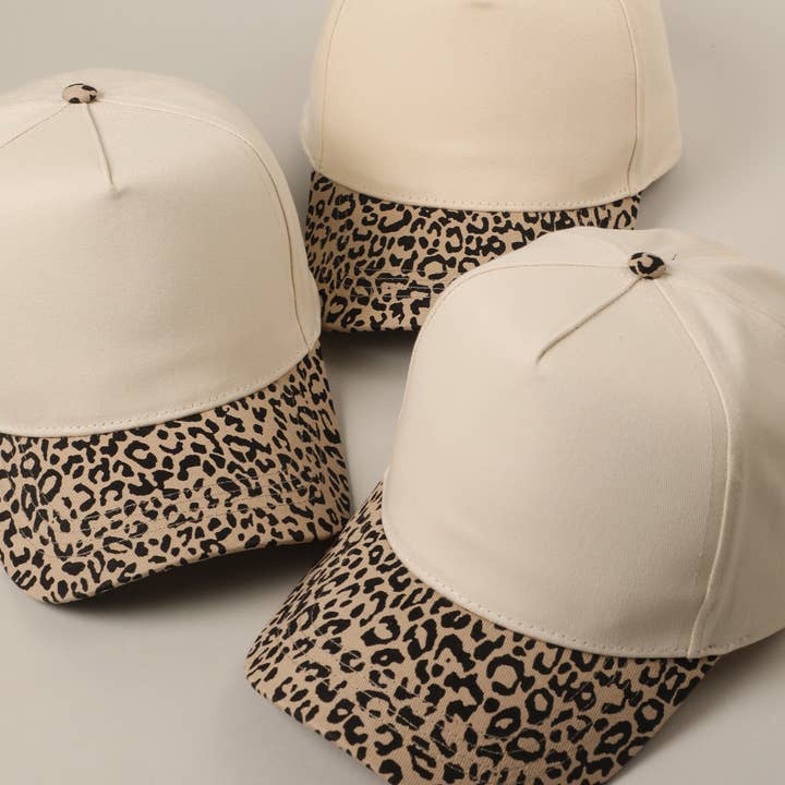 Leopard Pattern Two-Tone Canvas Trucker Hat for wholesale on Faire