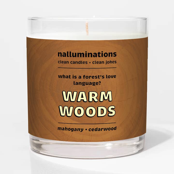 Nalluminations® - Clean Candles, Clean Jokes - Wholesale Jar/Filled Candle - Warm Woods Funny Candle | Clean Candles, Clean Jokes0