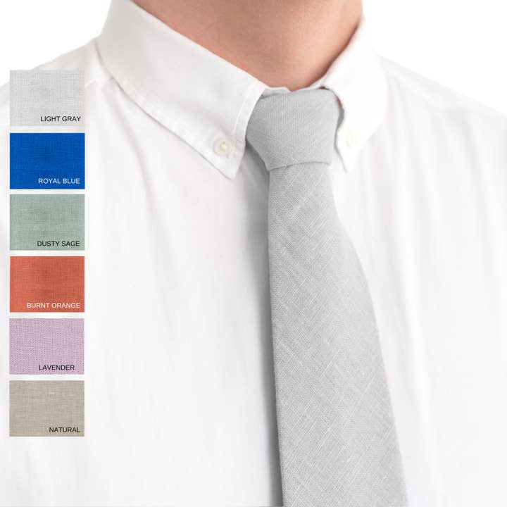 Lysegrå sølvfarvede linnedslips til mænd for engroshandel hos DucksnFoxes