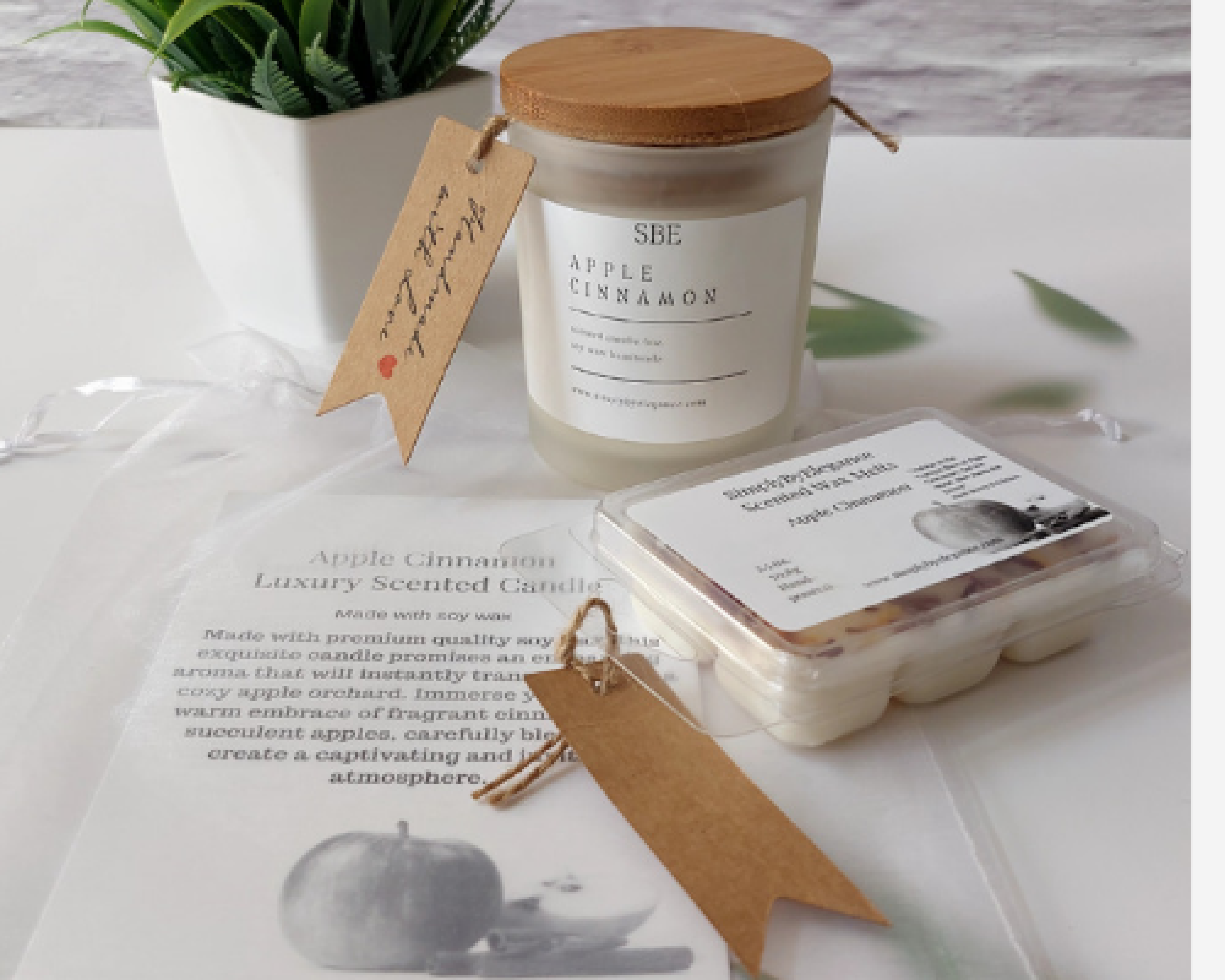 Simplybyelegance - Wholesale Jar/Filled Candle - Apple Cinnamon Soy Candle ,Frost Jar & Wax Melt Bundle2