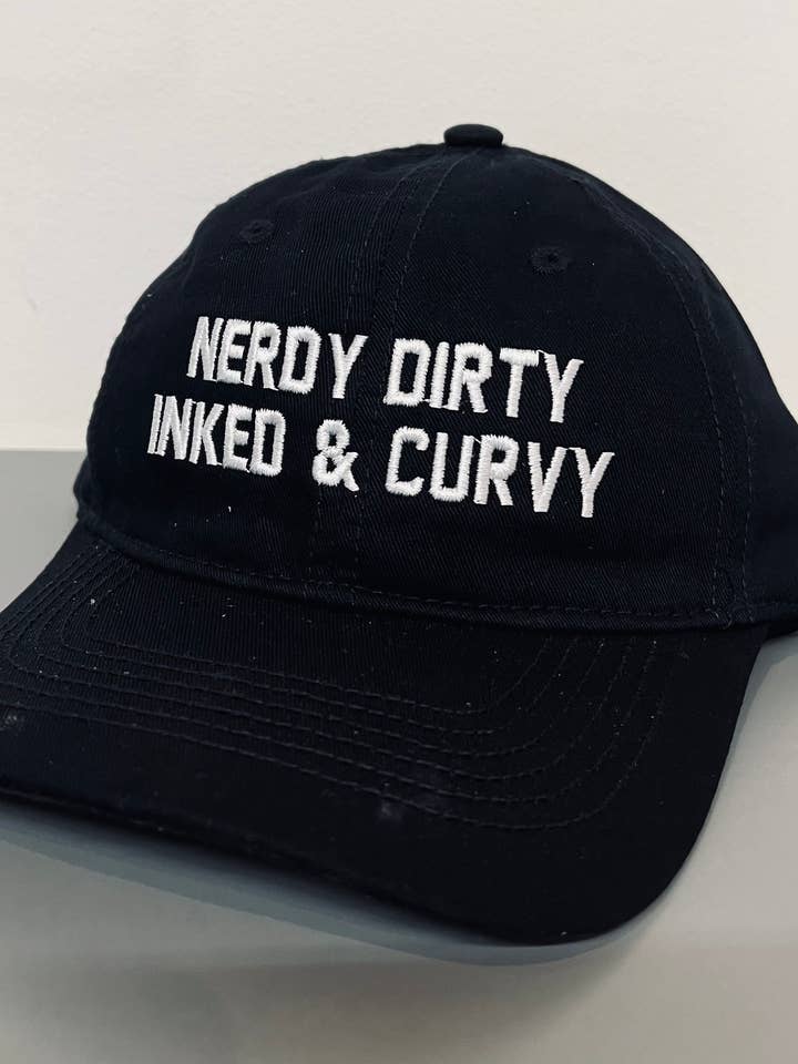 Nerdy Dirty Inked & Curvy Embroidered Dad Hat - READY TO SHIP for wholesale by Witchwood Bags