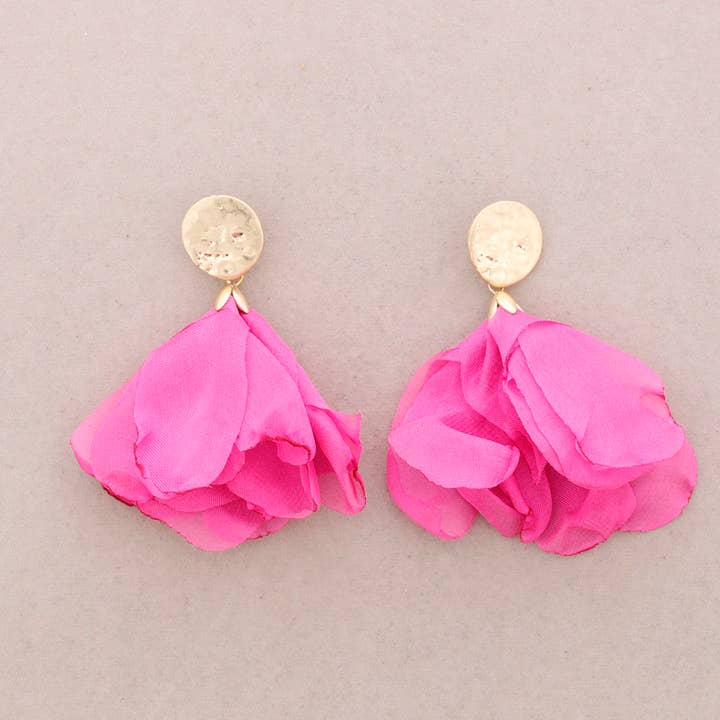 Metal Flower Fabric Medal Earrings for wholesale by Sonata