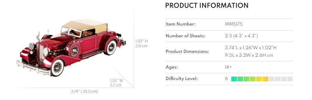 Metal Earth - Wholesale DIY Craft Kit - 1934 Packard Twelve Convertible - COLOR5