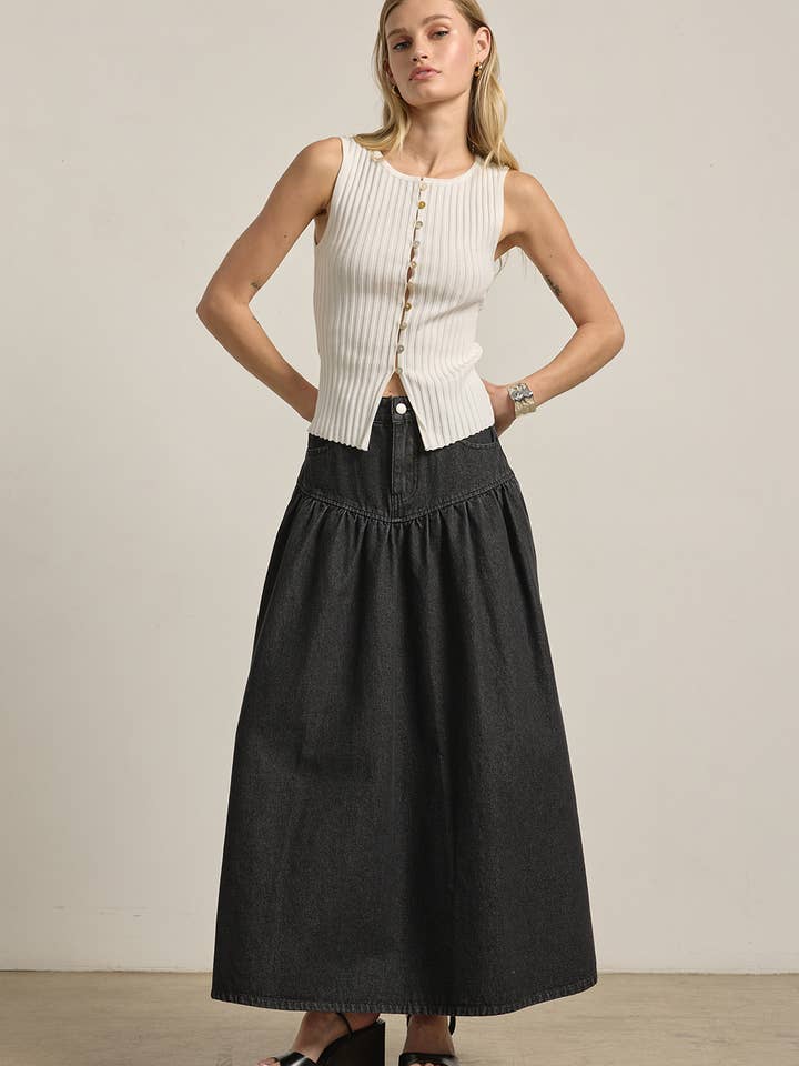 Slim Knit Sleeveless Button Top - RTK1016 for wholesale by RAISONNEL