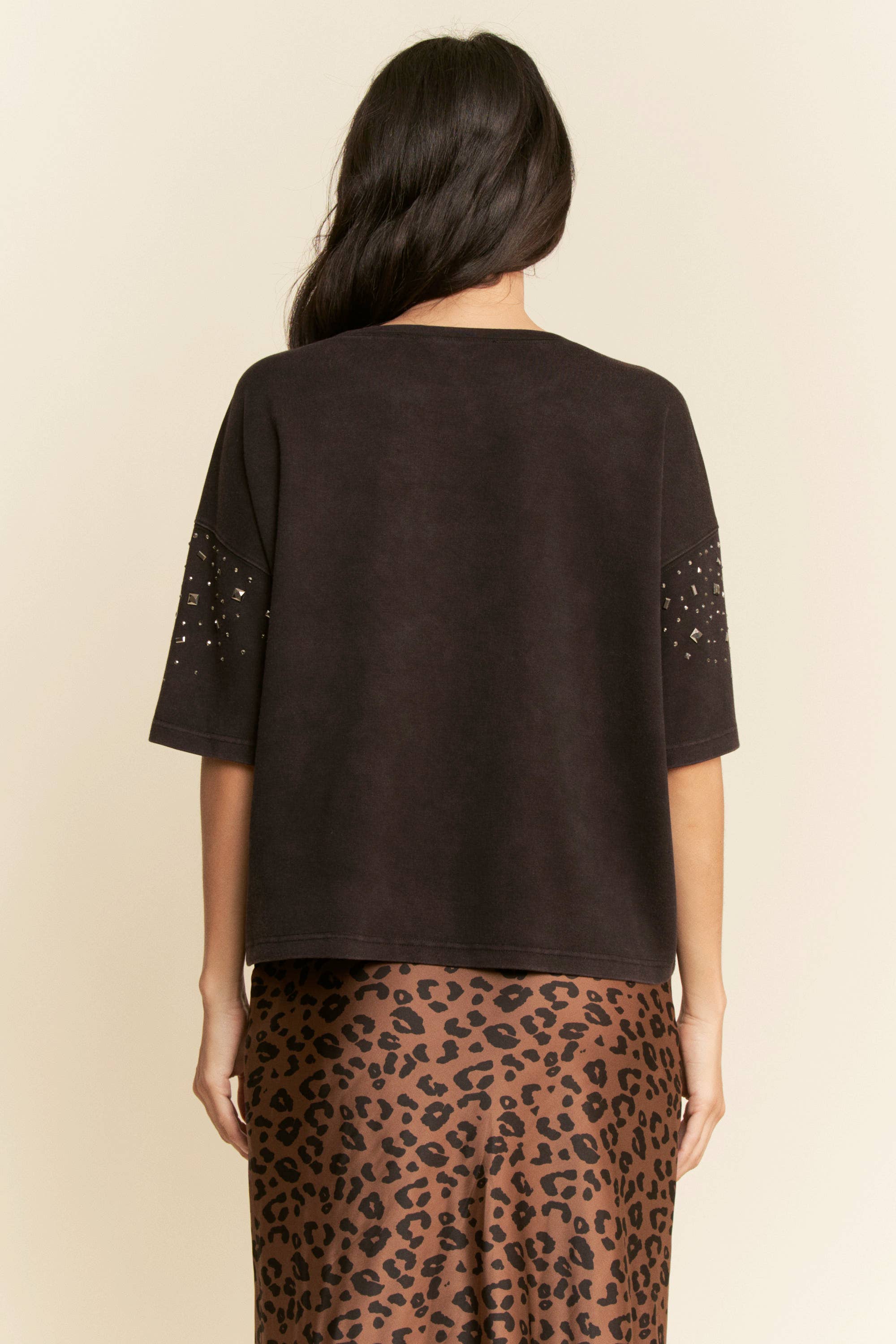 Davi & Dani – Großhandel Strickoberteil – Damen – HOTFIX BESATZ KURZARM LOOSE FIT OBERTEIL7