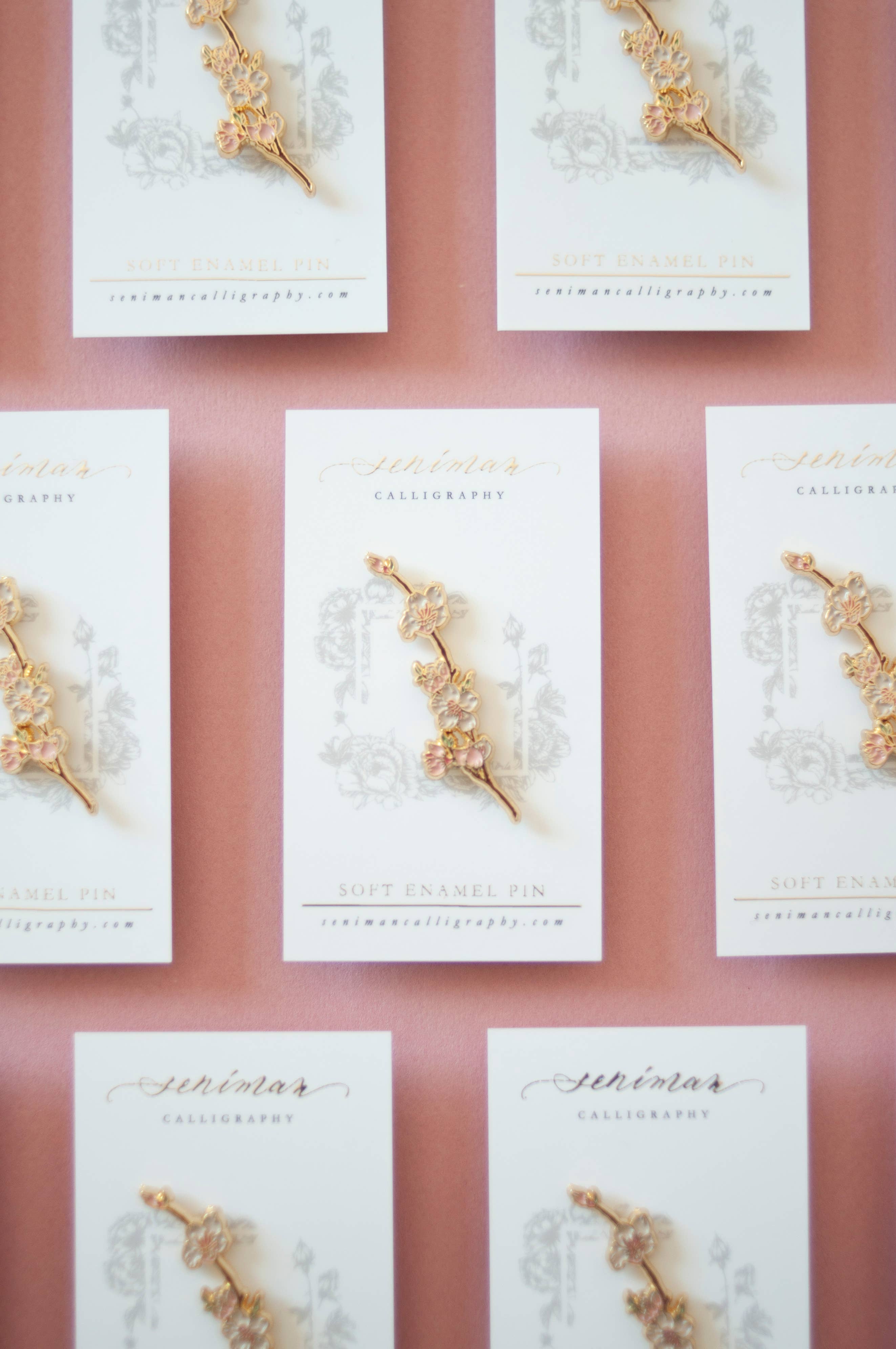 Seniman Calligraphy - Wholesale Lapel Pin/Button - Cherry Blossom Enamel Pin3