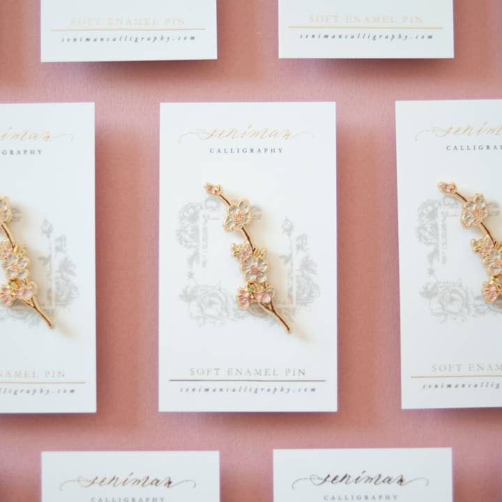 Seniman Calligraphy - Wholesale Lapel Pin/Button - Cherry Blossom Enamel Pin3