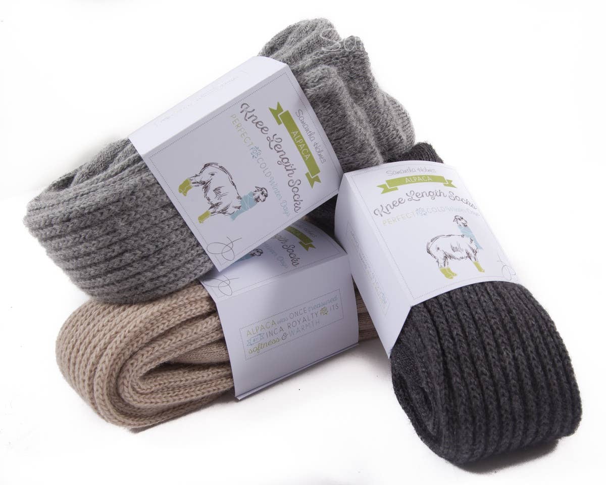Samantha Holmes Alpaca Clothing and Gifts – Großhandel Socken – Damen – Damen Super Lange Alpaka Grobstrick-Rippensocken UK 4-8 US 6-5-1017