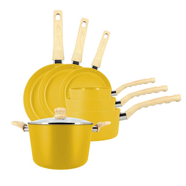 Menastyl Colorama Safran 7-teiliges Aluminium-Kochgeschirrset – induktionsgeeignet für den Großhandel von Menastyl