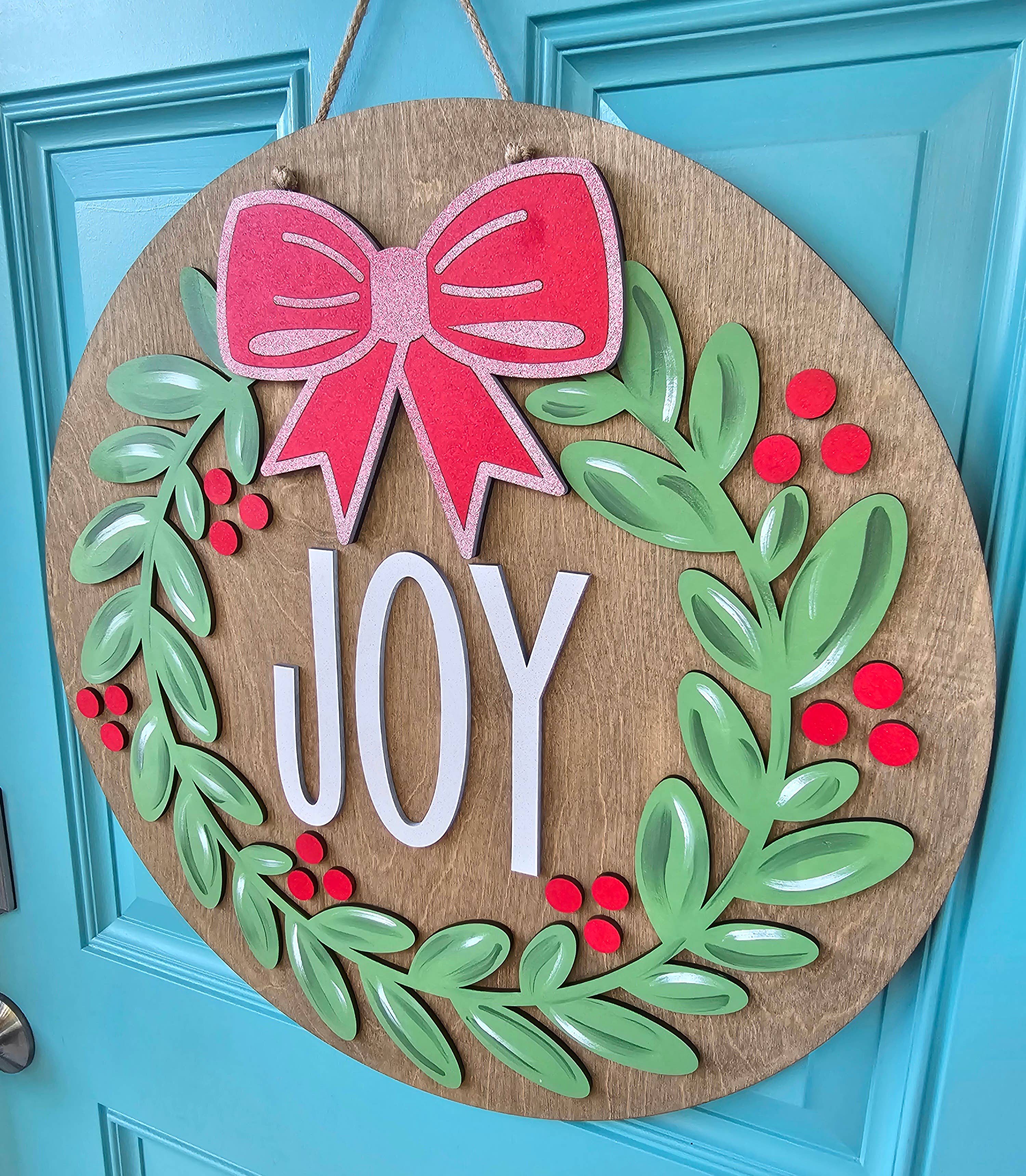 Teal Moon Creations - Wholesale DIY Craft Kit - DIY Joy Christmas Wreath Door Hanger1