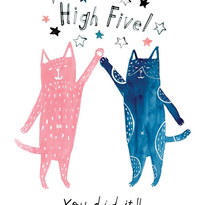 Honeyberry Studios - Vente Carte de vœux classique - Carte de vœux "High Five" pour chat1