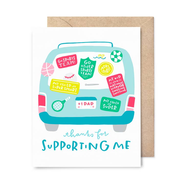 Father's Day Supporting Me Card for wholesale by Pinwheel Print Shop