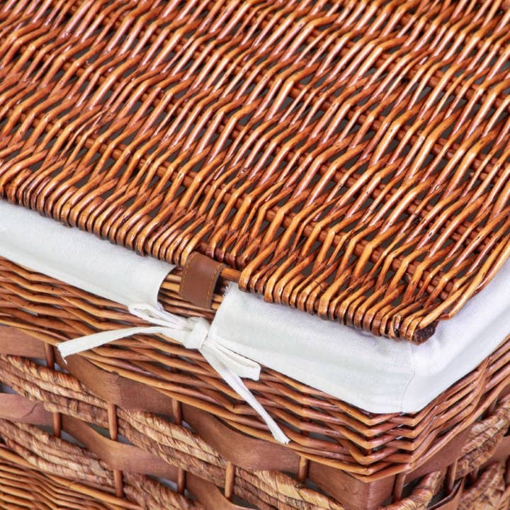 Weidenkorb 1-3 Walnuss mit rechteckiger Innenauskleidung, 76x47x47 cm für den Großhandel von Vacchetti