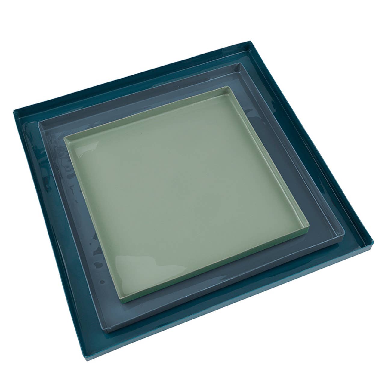 Santa Barbara Design Studio by Creative Brands - Wholesale Decorative Tray - Nested Blue Enamel Blue Square Trays - Set of 32