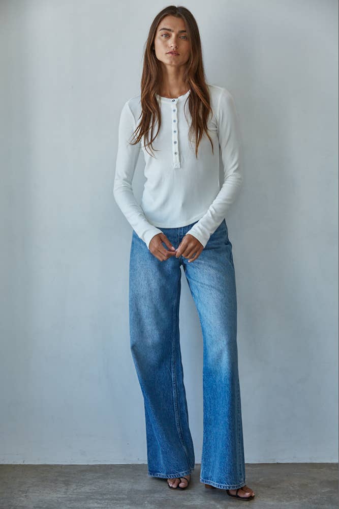 By Together - Wholesale Knit Top - Women's - L8714 | Knit Ribbed Crew Neck Long Sleeve Half Button Up Top4