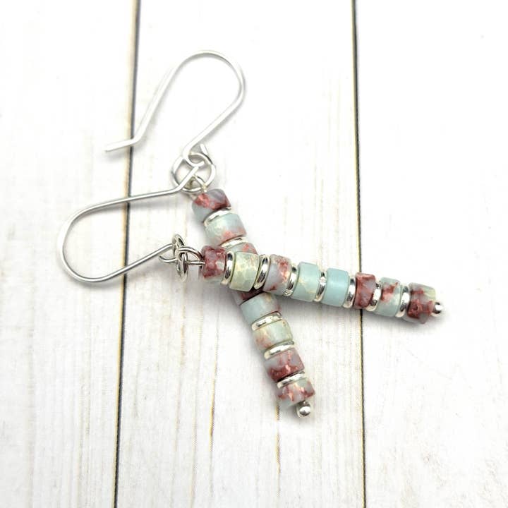 Bijou by SAM - Wholesale Dangle Earrings - Light Blue Aqua Terra Jasper Dangle Earrings7