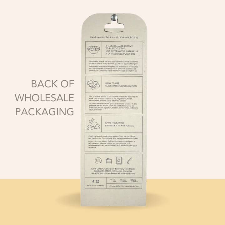 Goldilocks Goods - Wholesale Food Storage Wrap/Bag - Reusable Beeswax Food Wraps: Avocado Single Medium