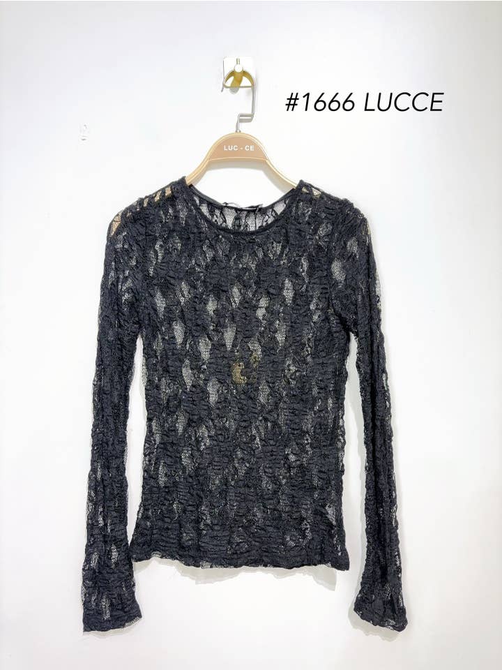 LUCCE - Wholesale Knit Top - Women's - Lace turtleneck - 1666