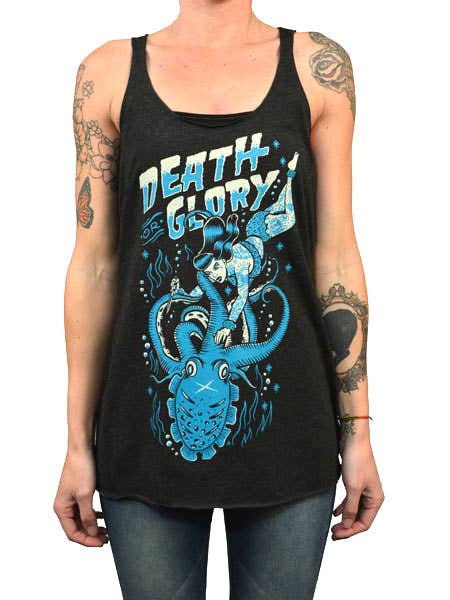 Death or Glory - Unfinished Racer Back Graphic Tank Top for wholesale by Black Market Art