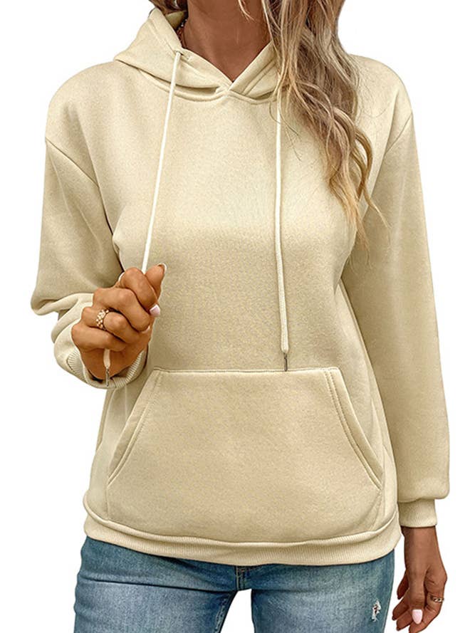 UNISHE - Wholesale Hoodie - Women's - Plain Kangaroo Pocket Drawstring Hoodies BFZY619