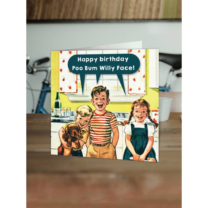 brainbox candy - Wholesale Birthday Card - Funny Birthday Card - Poo Bum Willy Face Greetings Card