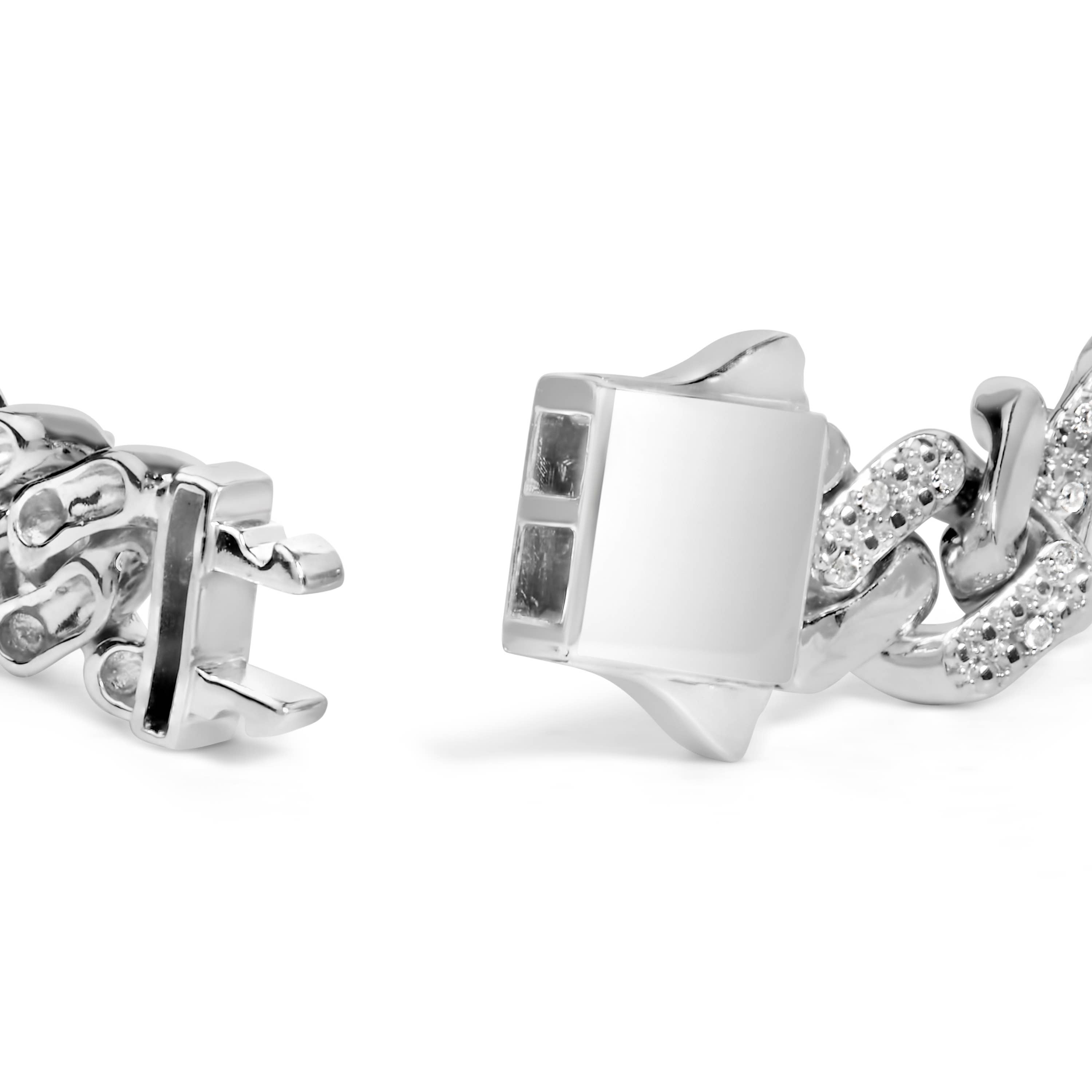 Infinite Jewels – wholesale Link & chain bracelet – Sterling Silver 1/2 Carat Diamond Cuban Curb Chain Bracelet6