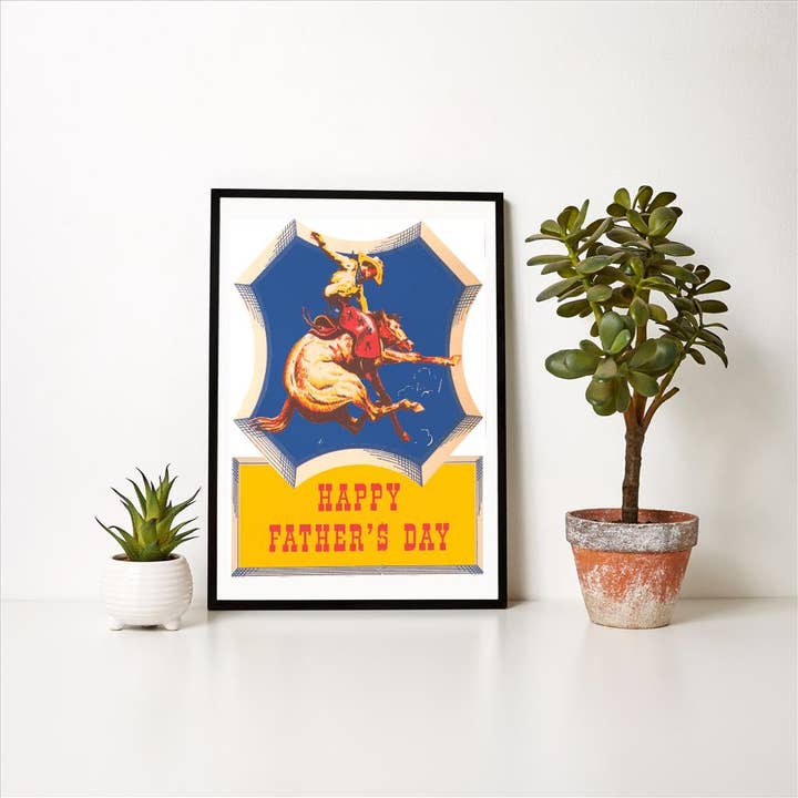 Found Image Press - Wholesale Art Print - Art Print DD-88 Happy Father's Day, Bucking Bronco1