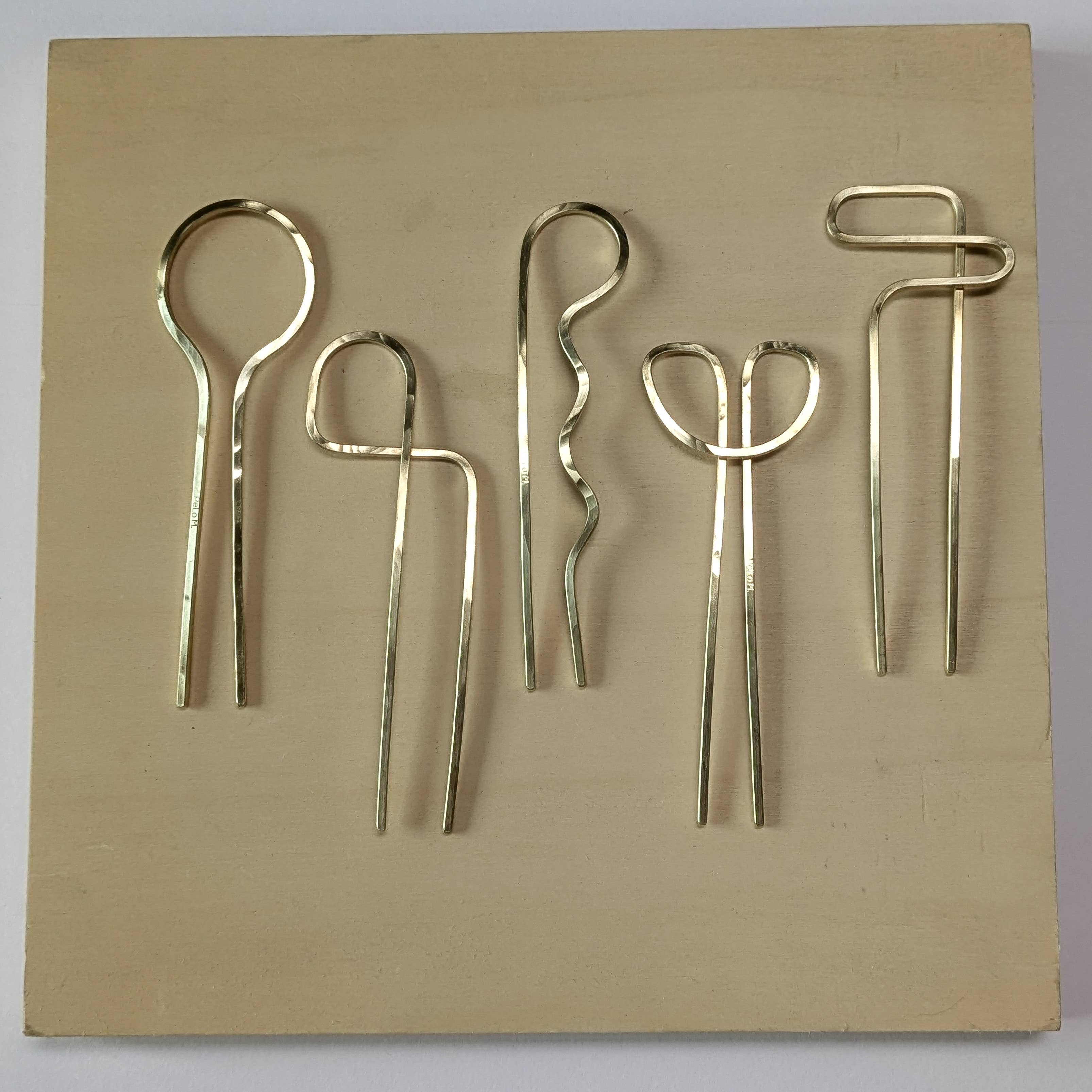 PeLo Modern Hair – wholesale Hair pin – Medium Super Sculpture Hair Forks in Brass - 5 Assorted7