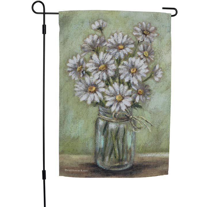 Jar Of Daisies Garden Flag for wholesale by Primitives by Kathy