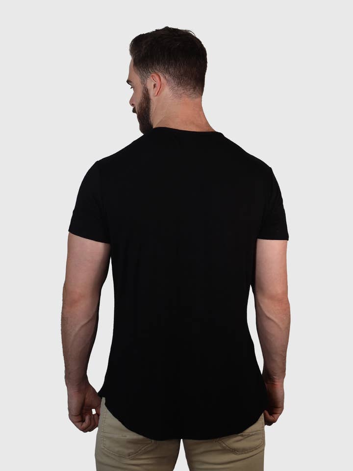 Bamboo Swift Curve-Hem Tee - Black for wholesale by Bamtech
