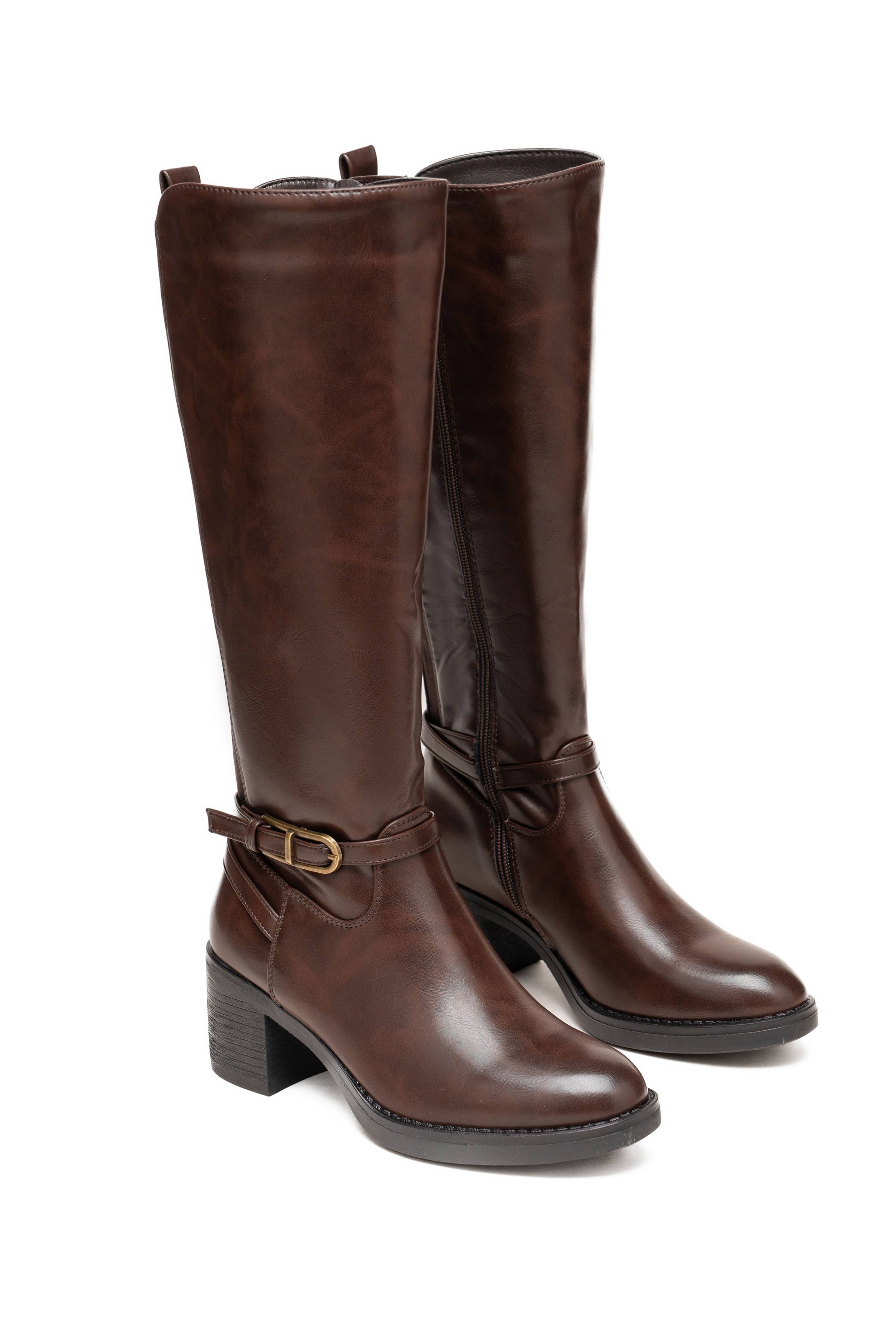 C'M PARIS - Wholesale Boots - Women's - Classic Riding Boot with Ankle Strap 30222