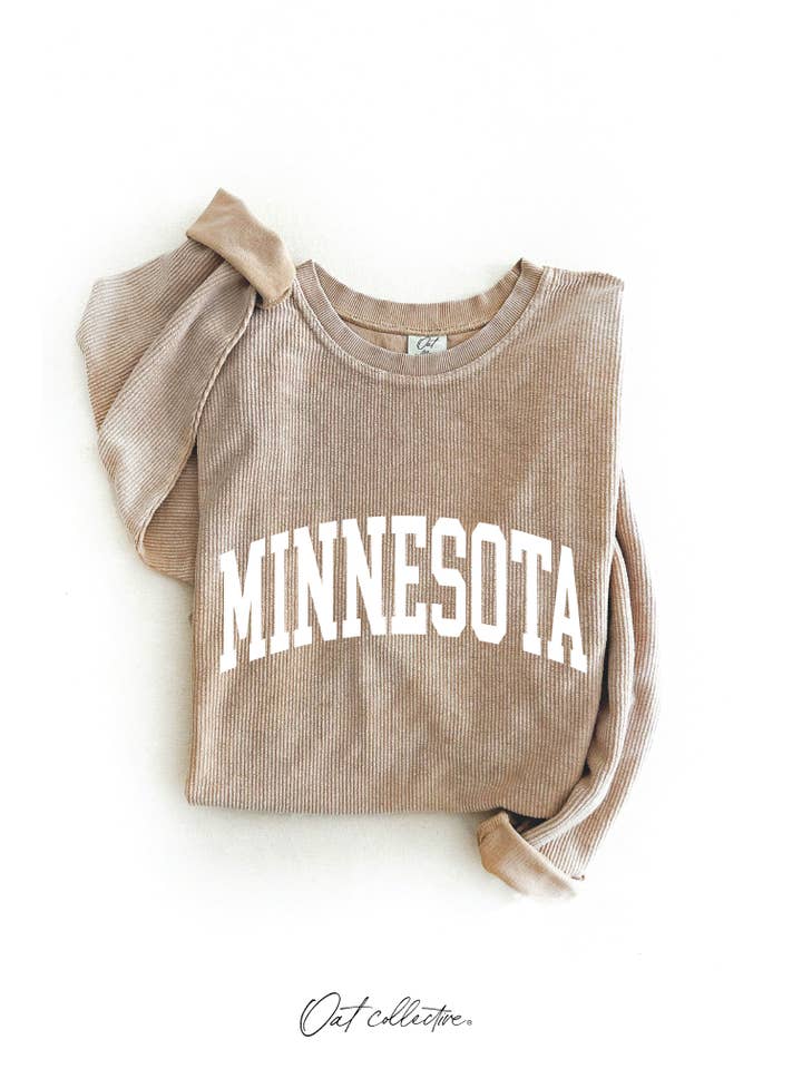 OAT COLLECTIVE - Wholesale Graphic Sweatshirt - Women's - MINNESOTA  Thermal Vintage Pullover 11
