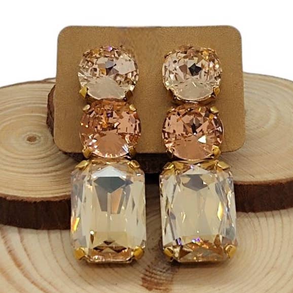 Orecchini a doppia combinazione - Lt Peach/Vintage Rose/Golden Shadow per la vendita all'ingrosso da parte di QUÉ MÁS JEWELS