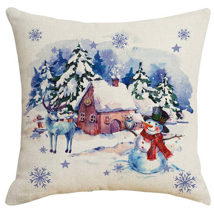 ACCITY - Wholesale Throw Pillow Cover - BLUE SNOWFLAKE CHRISTMAS PILLOWCASE_CWMM1398