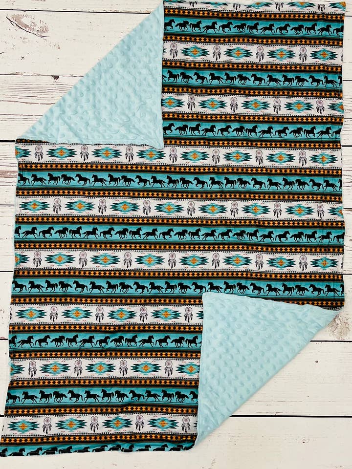sassy kids palace - Wholesale Bedding Blanket - Kids & Baby - Baby Turquoise Horse Blanket