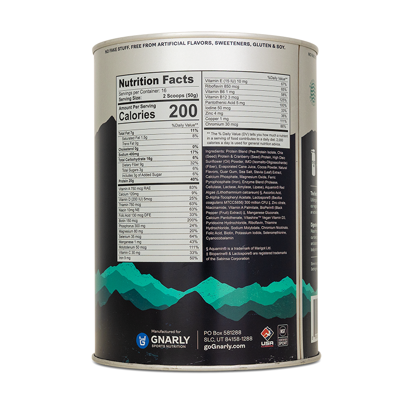 Gnarly Nutrition – Großhandel Protein-/Superfood-Pulver – Knorliges veganes Protein - Schokolade1