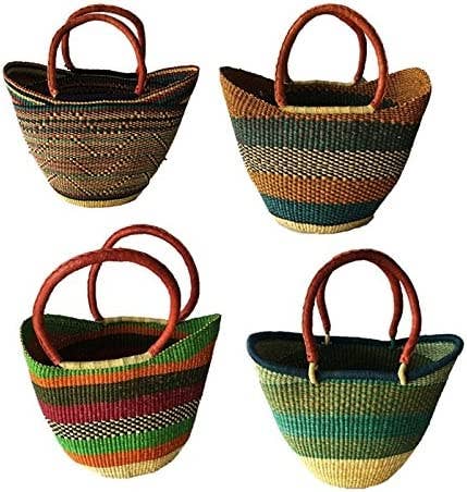 Tanga Baskets – wholesale Basket – Large Multi-Color U-shaped Bolga Market Baskets, Christmas 1