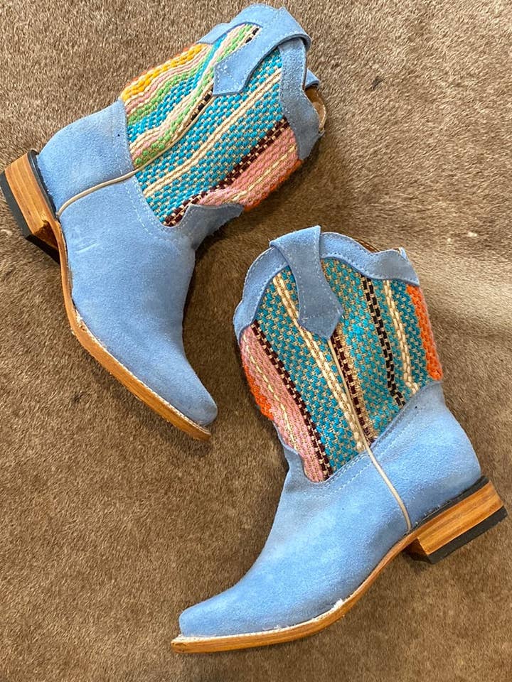 Size 4 (21 cm) Sky Blue Southwest Suede Rancherr Cowboy Boot for wholesale by Rancherr Boots