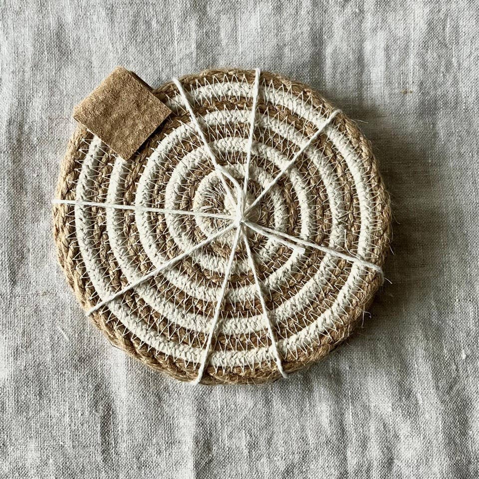 Artwork by Sandra Naufal - Wholesale Coasters - Striped Jute and Cotton Rope Coasters0