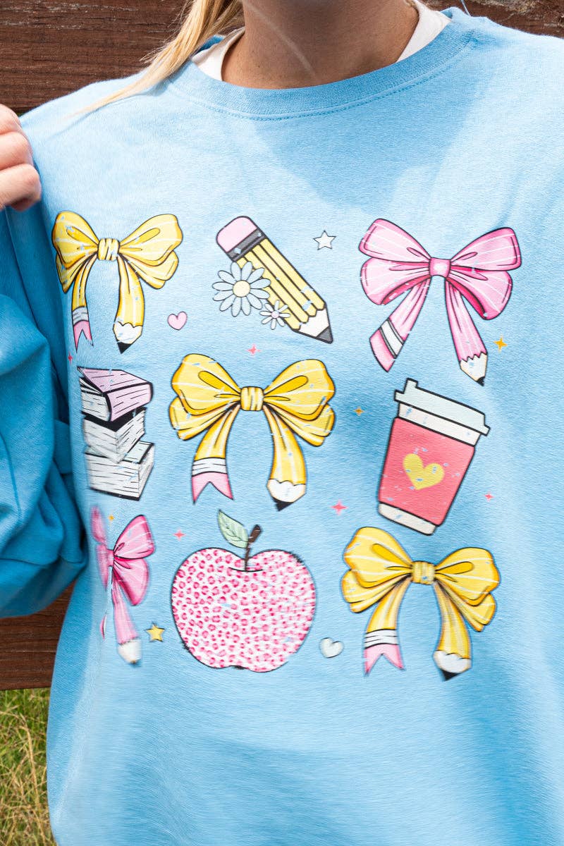 Wholesale Accessory Market - Vente Sweat-shirt à imprimés – femme - Sweat-shirt unisexe NuBlend à col rond avec nœuds latéraux Coquette enseignant11