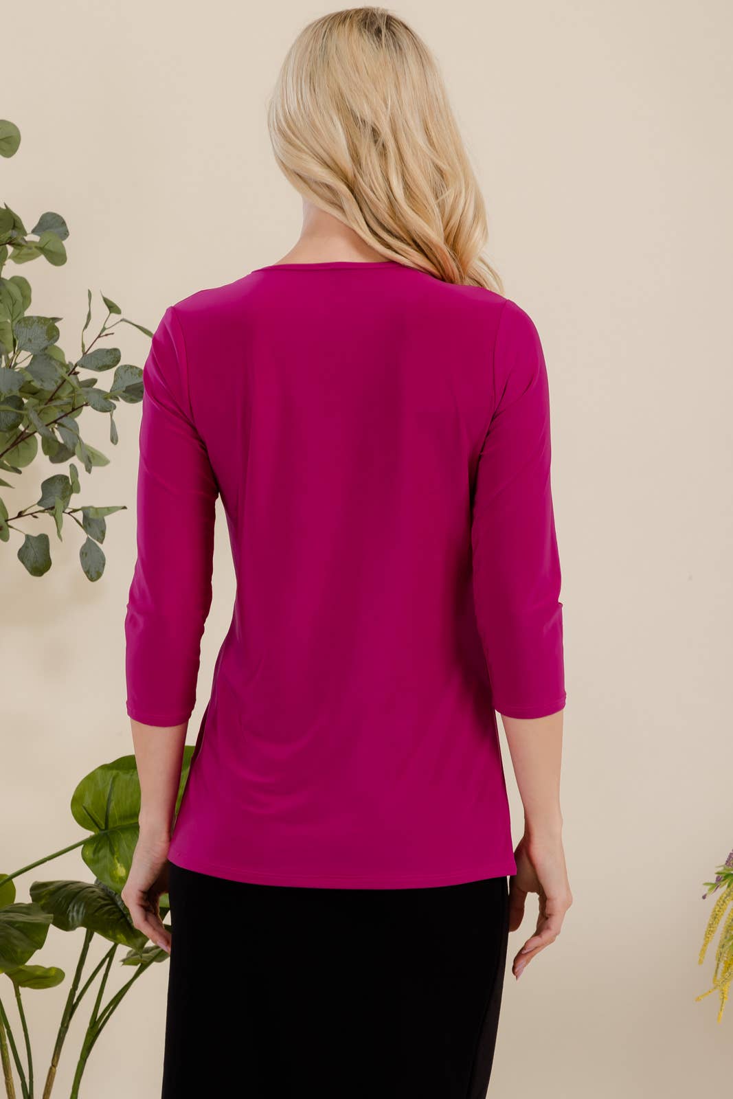 Celeste Clothing - Wholesale T-Shirt - Women's - CLASSIC 3/4 SLEEVE CREW NECK TOP -CT1321443