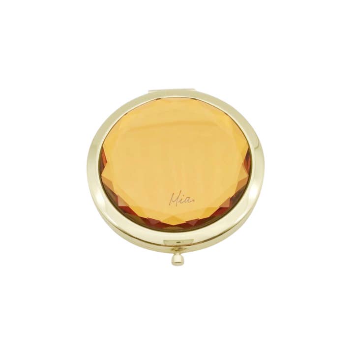 Mia – wholesale Compact mirror – Mia Jeweled Compact Mirrors - Mulit Colors w/Gold Metal