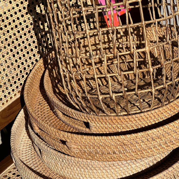 Office Objets - Wholesale Basket - Set of three handcrafted Indonesian wicker baskets in natural rattan (caramel)3