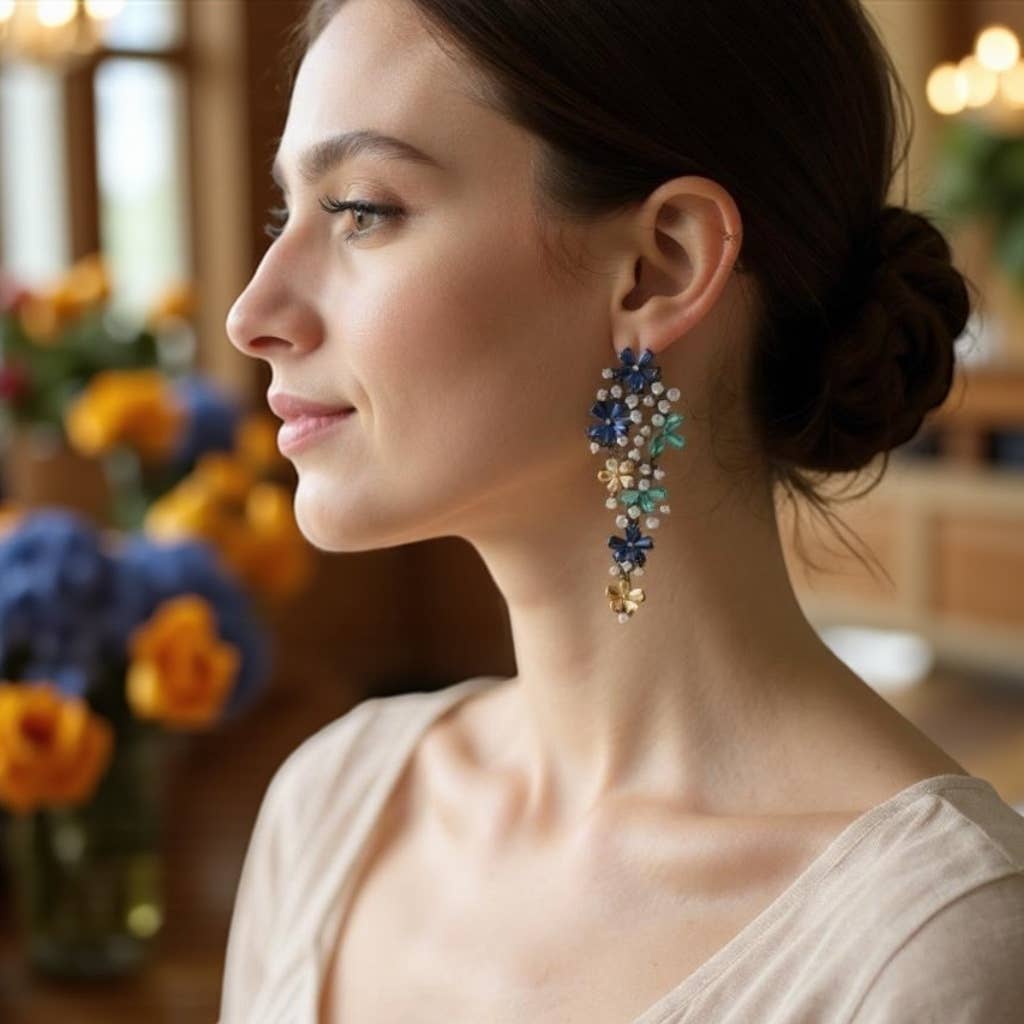 Athena Bridal Jewellery – wholesale Dangle earrings – CZ COLLECTION - EXQUISITE WATERFALL EARRINGS - CZER912 MULTI3