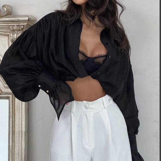 alberalkirk - Wholesale Blouse - Women's - Womens Lyocell Sheer Blouse N5Z0252