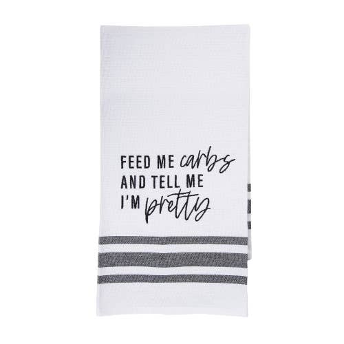 Feed Me Carbs Tea Towel for wholesale by Totalee Gift