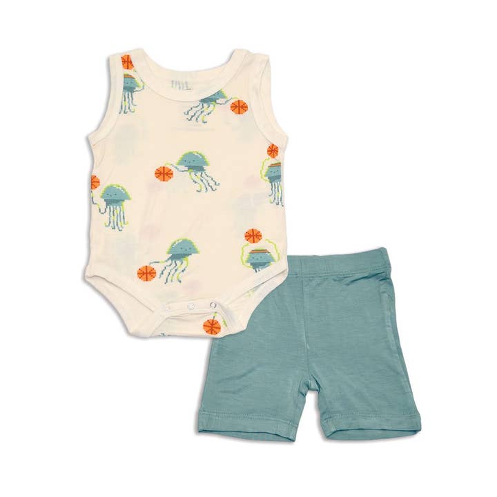 Bambus Tank Bodysuit & Kort Sæt for engroshandel hos Silkberry Baby