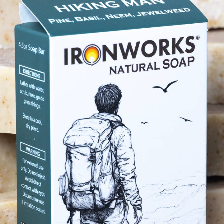 IRONWORKS Soap Company - Wholesale Bar Soap - Men's - The Hiking Man Soap – Pine, Basil & Jewelweed